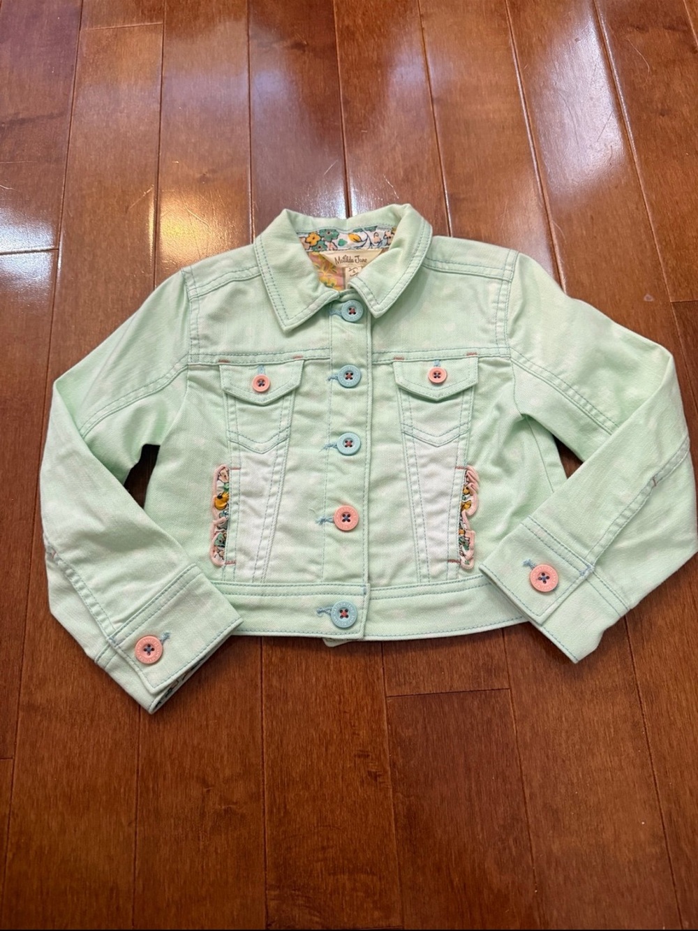 Matilda Jane Denim Jacket with Pink & Blue Buttons